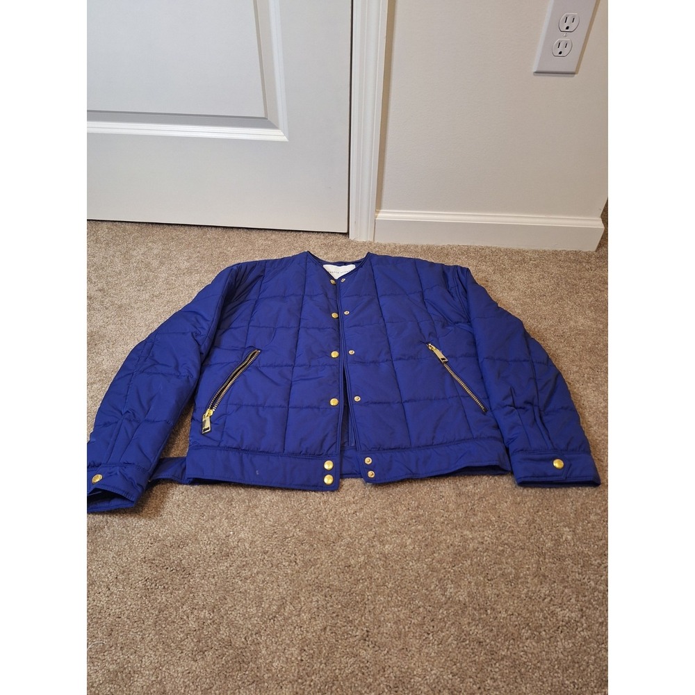 Rebecca Minkoff Cobalt Blue Quilted Jacket Gold Zip Lightweight Puffer Coat XS